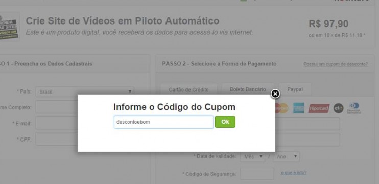 Cupom de Desconto Curso Crie Sites de Vídeos em Piloto Automático