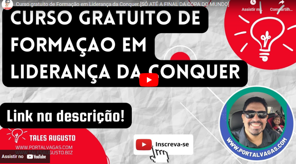 Curso gratuito de Formação em Liderança da Conquer [SÓ ATÉ A FINAL DA COPA DO MUNDO]