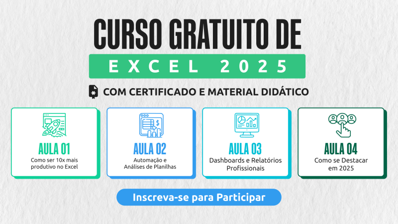 Curso Gratuito de Excel com Material Didático e Certificado