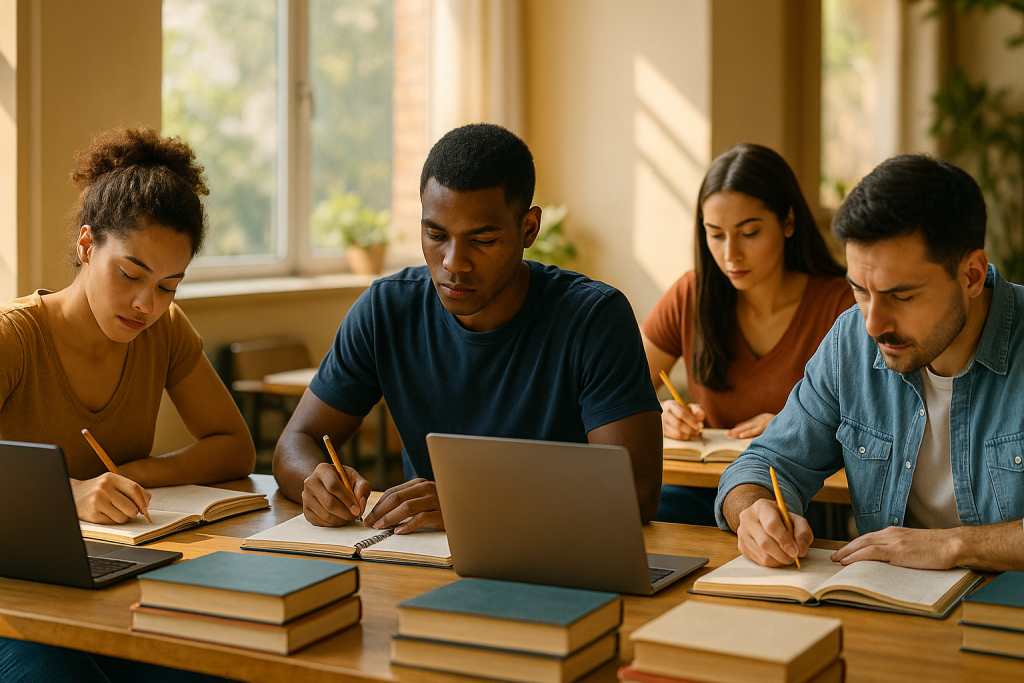 IBGE Lança Concurso Histórico com 9.580 Vagas Temporárias para Nível Médio! Pessoas estudando para concurso público do IBGE com 9580 vagas temporárias de nível médio