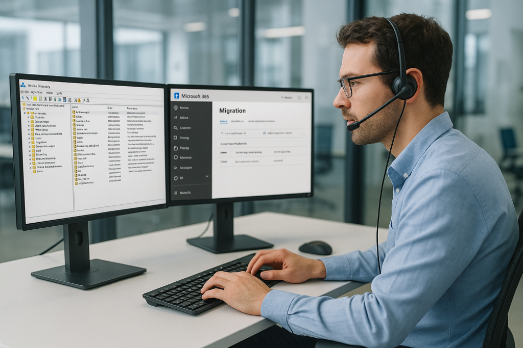 Vaga: Analista de Suporte Técnico/Service Desk – Projeto de Migração (Zona Sul – SP) Profissional de TI trabalhando em suporte técnico e service desk