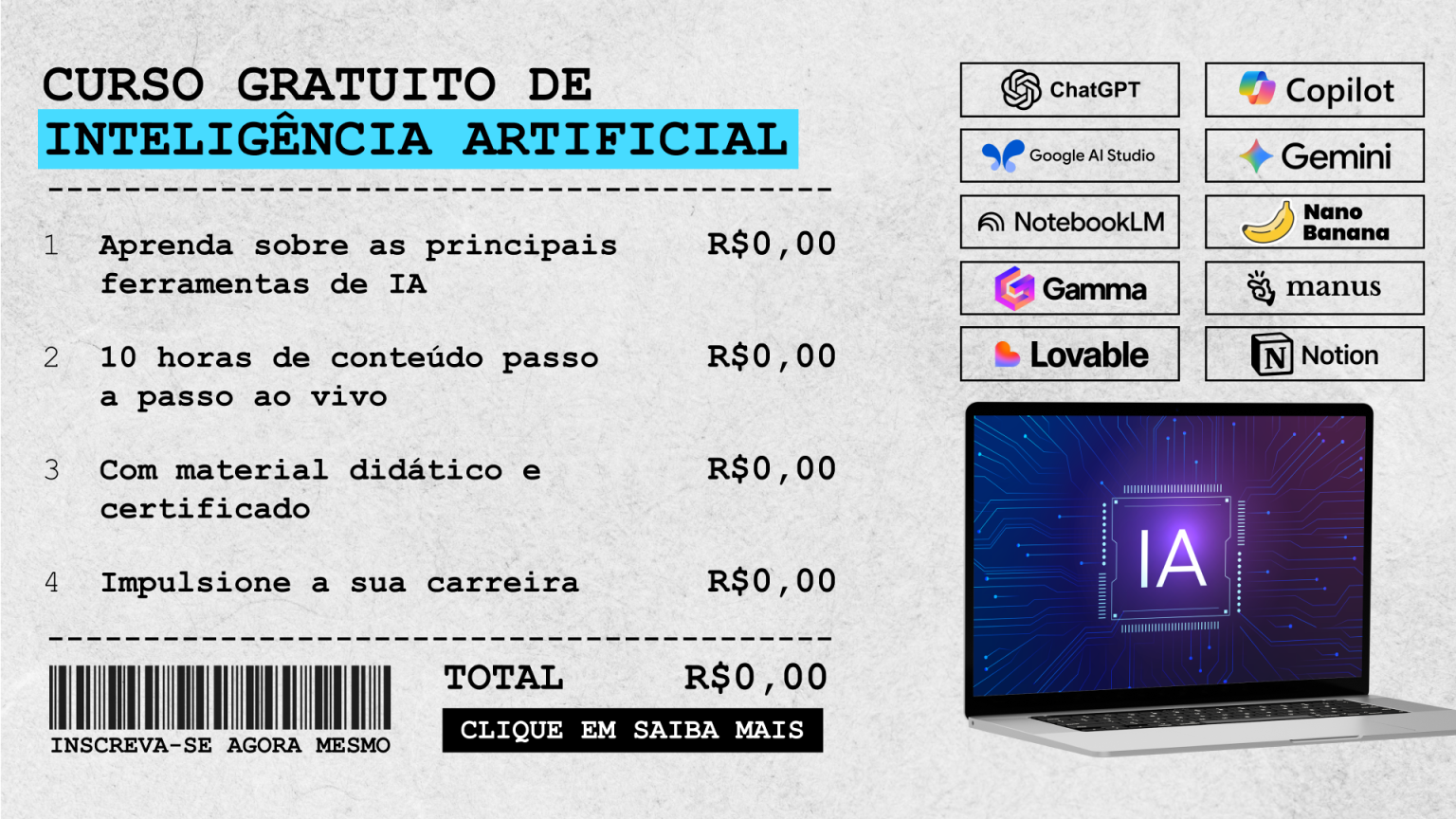 Curso Gratuito de Inteligência Artificial